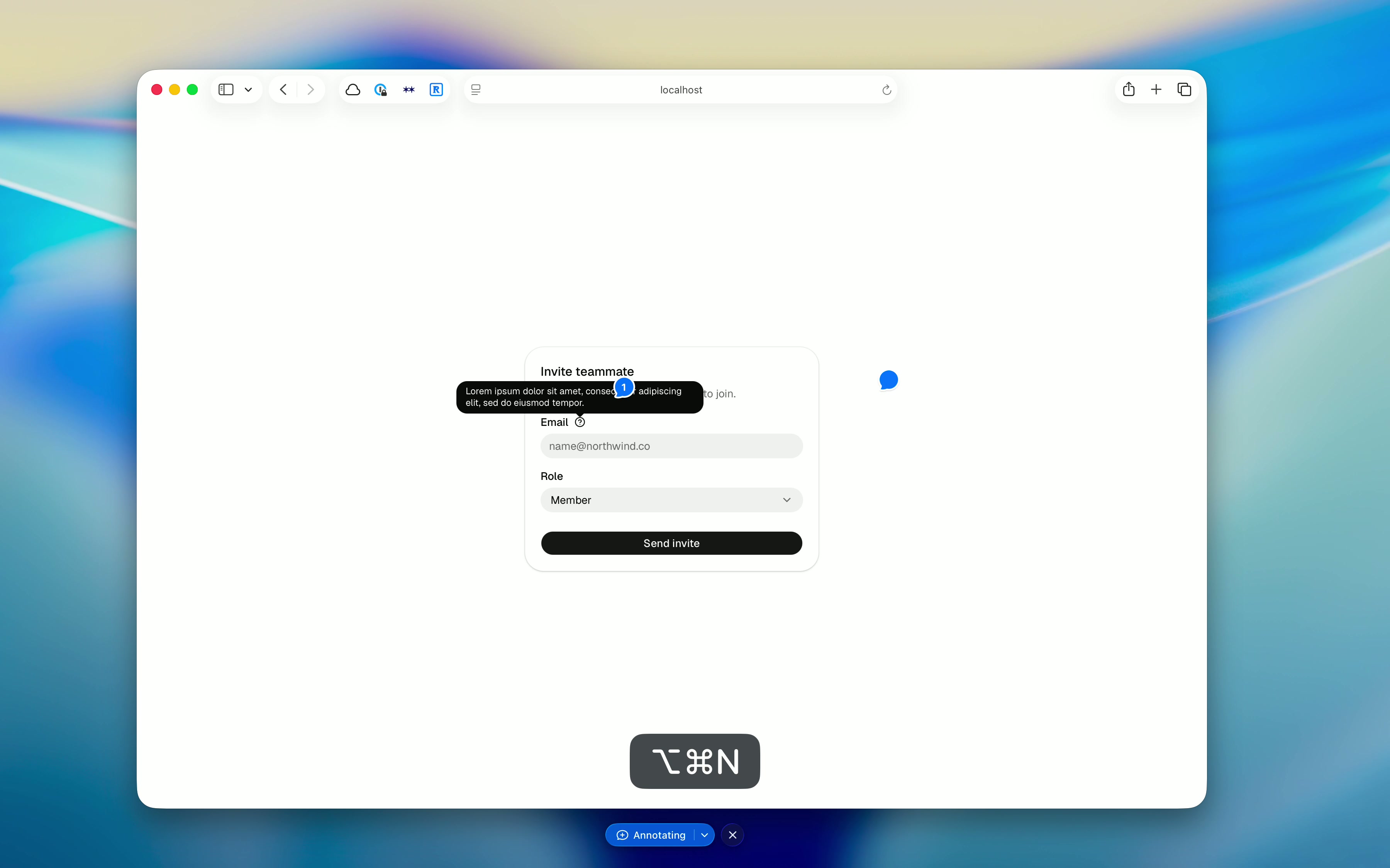 Freeze & Annotate. A frozen screen with numbered comment pins.